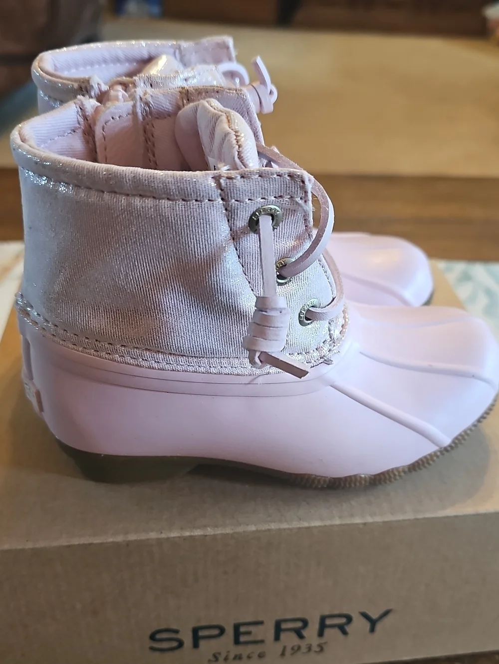 SPERRY TOP-SLIDER SALTWATER BOOT BLUSH TODDLER GIRL SIZE 8 NWB